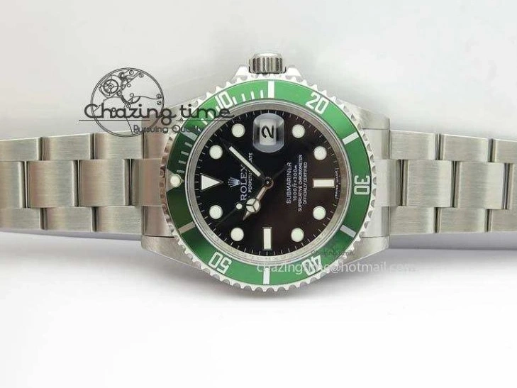 MiroTime 0523 SoftTouch Submariner 16610LV SS Green Metal Bezel JF 1:1 Best Edition Black Dial On SS Bracelet SH 3755
